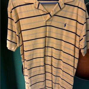 Ralph Lauren Men's Polo Shirt in Yellow with Navy Stripes